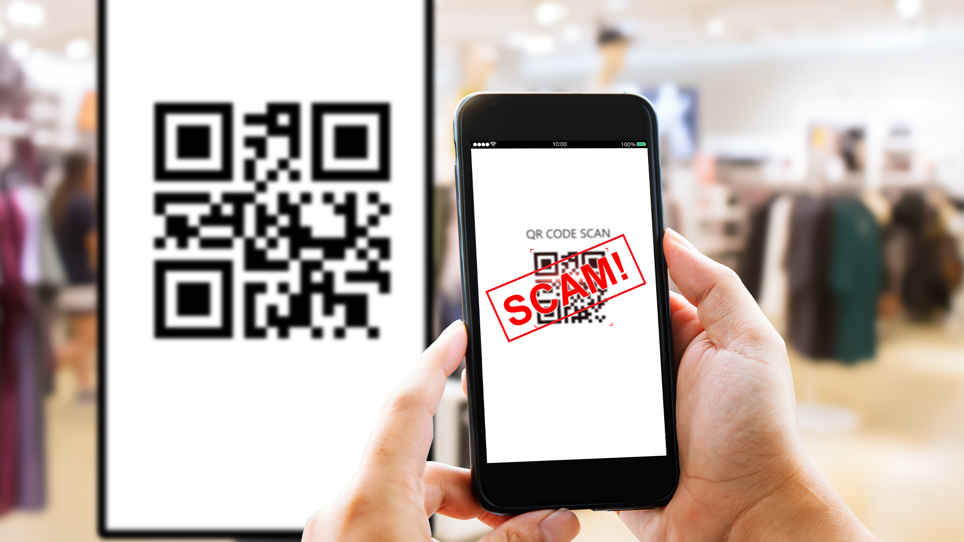 Fake QR Code scams fraud phishing concept