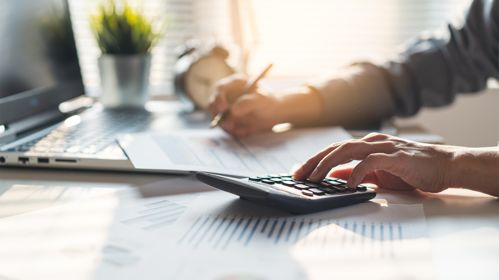 Tax deduction planning concept. Businessman calculating business balance prepare tax reduction.