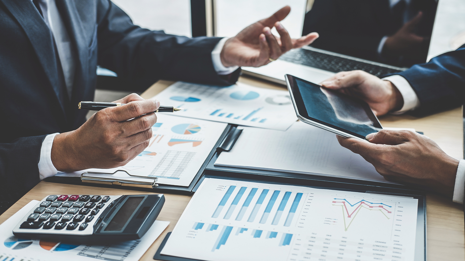 Finance manager meeting discussing company growth