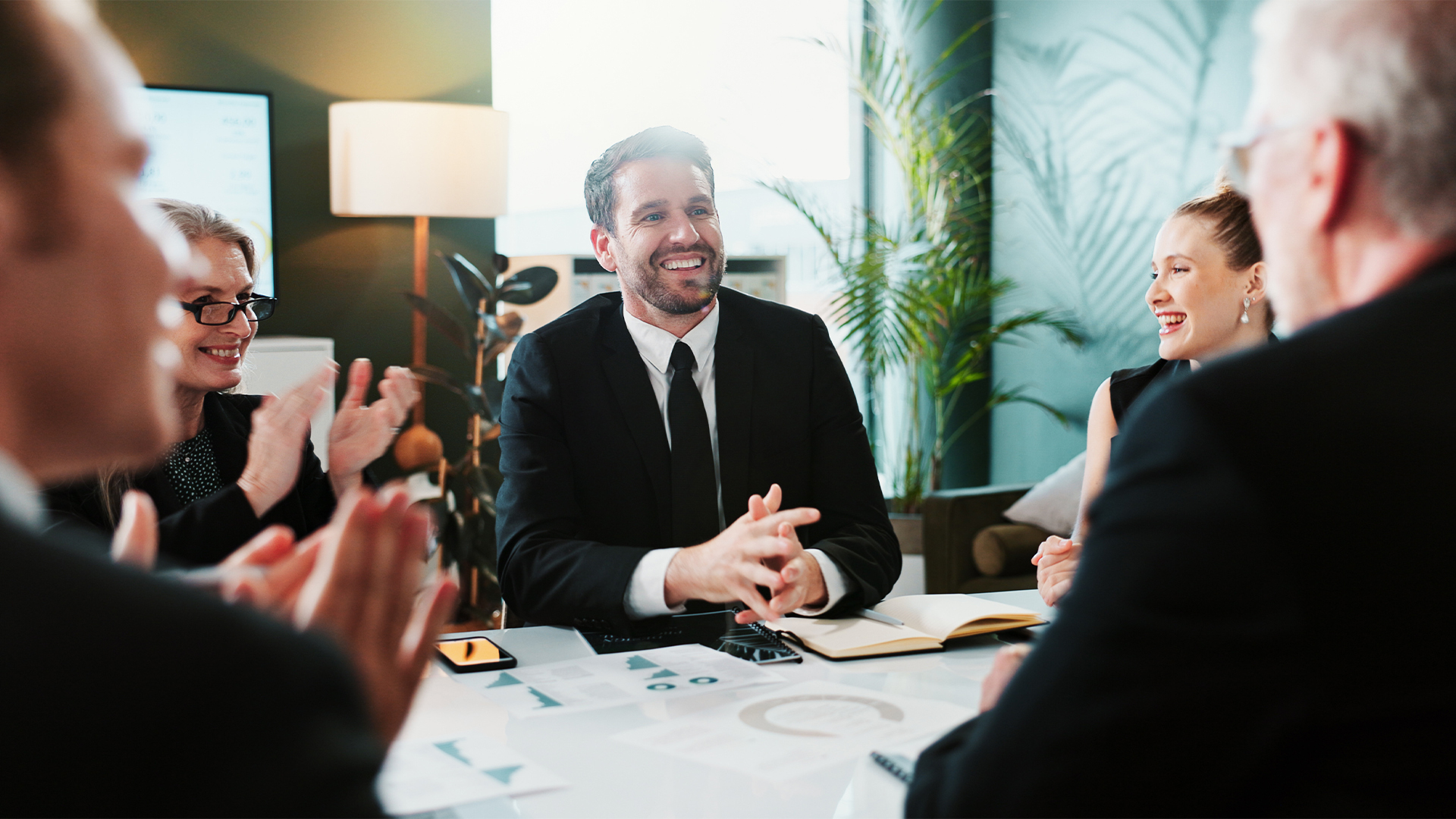 happy group and investors with investment goal